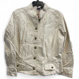 High Sierra Women's Tan Military Jacket Feminine Lace XL Blazer Structured